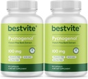BESTVITE Pycnogenol 100mg (120 캡슐) (60x2) - 프랑스 해상 소나무 껍질 추출물 - Stearates 없음 - 글루텐 없음 - 비 GMO
