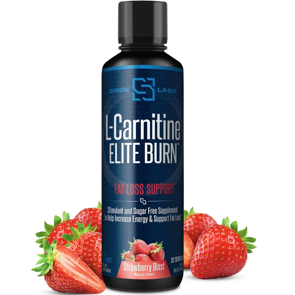 L-Carnitine 엘리트 화상 액체 Keto 뚱뚱한 가열기 및 대사 활성제 - 뚱뚱한 손실 지원 Keto 친절한 체중 감소 증가 에너지 - 자극제 자유로운 - Strawberry 돌풍 3000mg (32 서빙)