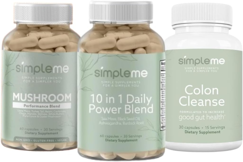 SIMPLEME Sea Moss 캡슐 10 에 1 파워 블렌드 고 콜론 Cleanse Detox 과 Multi-Mushroom Supplement Bundle 에 개선 면역력