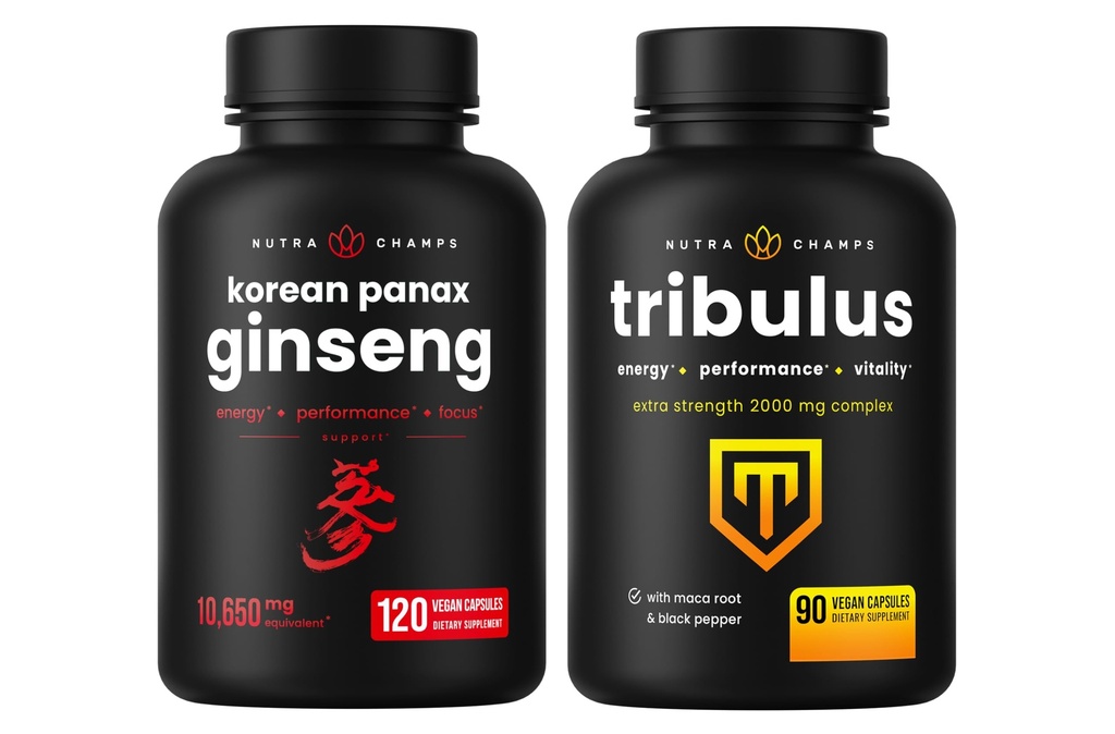 NutraChamps 한국 인삼 캡슐 및 Tribulus 캡슐 2 팩 번들