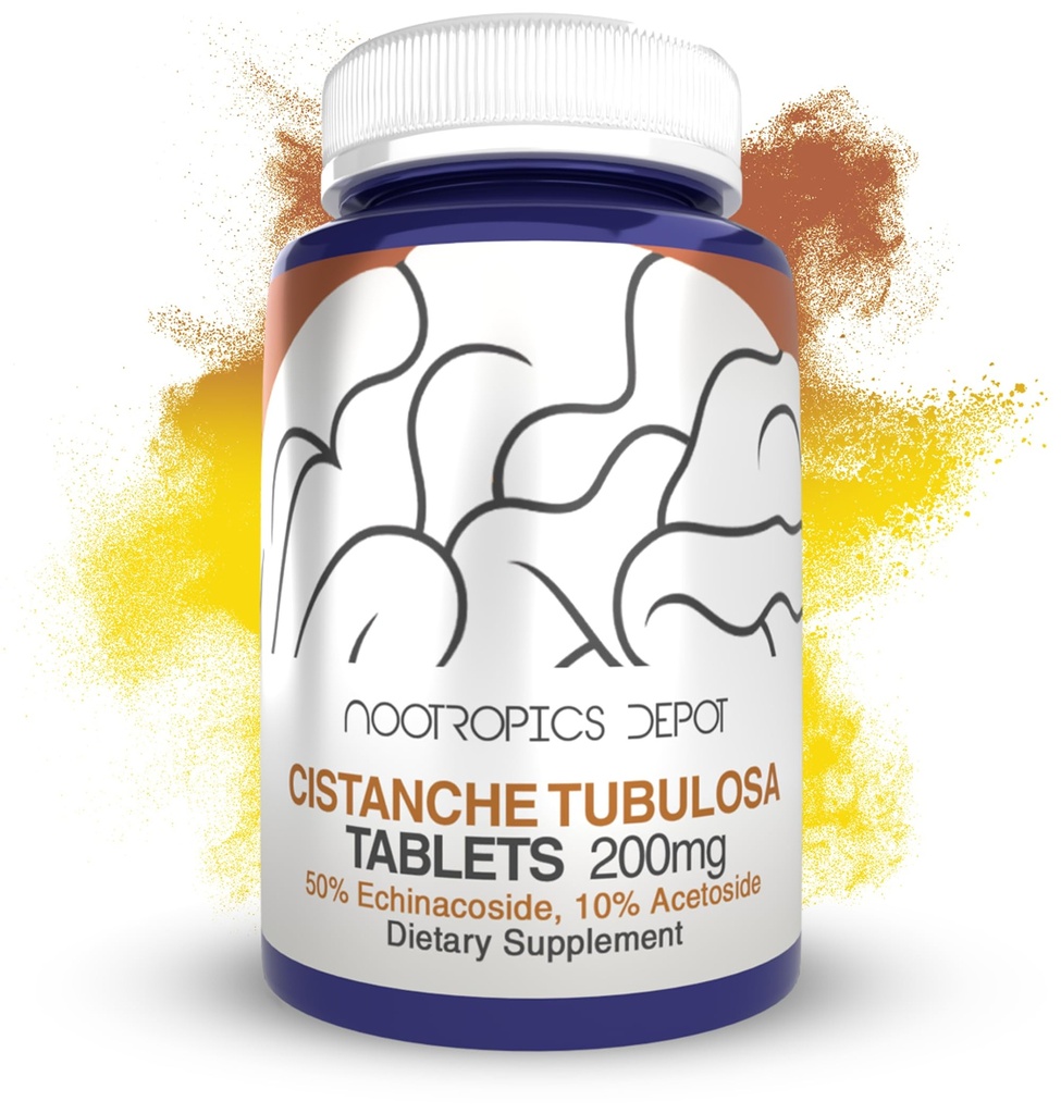 Nootropics Depot Cistanche tubulosa 정제 | 200mg | 60 개 | 최소 50 % Echinacoside + 10 % Acetoside (Verbascoside) | 신체적 강도와 에너지를 촉진 | Vitality 홍보