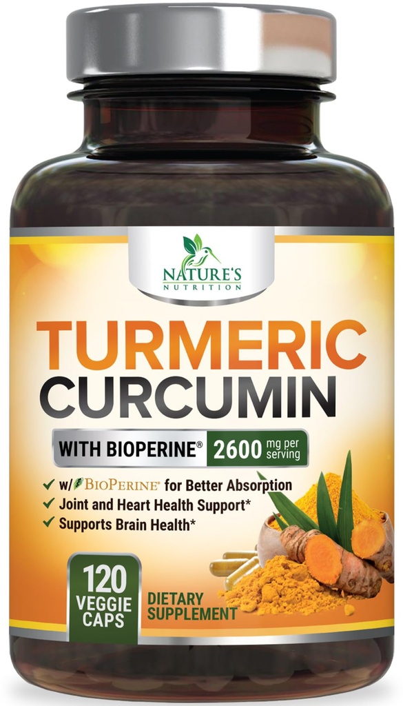 심황 Curcumin 보충교재 2600mg - 제일 흡수를 위한 유기 심황 & BioPerine 까만 고추 추출물, 자연적인 Vegan 합동 지원, 미국에서 병에 넣어지는 비 GMO - 120의 캡슐을 가진 95% Curcuminoids