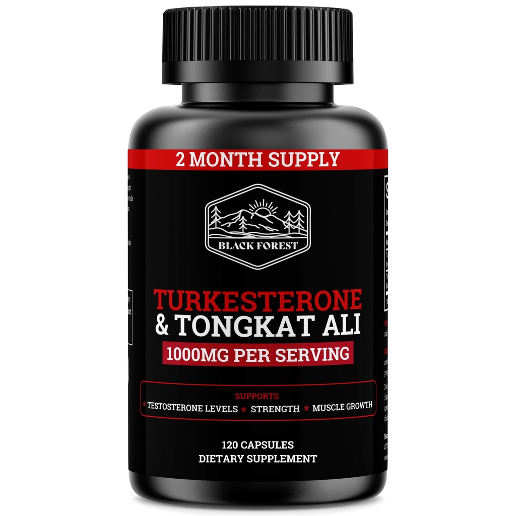 블랙 포레스트 투르크스테론 Tongkat Ali Supplement 1000mg (최대 순수성 95%) 남성을 위한 투르크스테론 보충교재 (남자 Longjack를 위한 Tongkat Ali 200:1) Tongkat Ali Fadogia Agrestis와 유사한