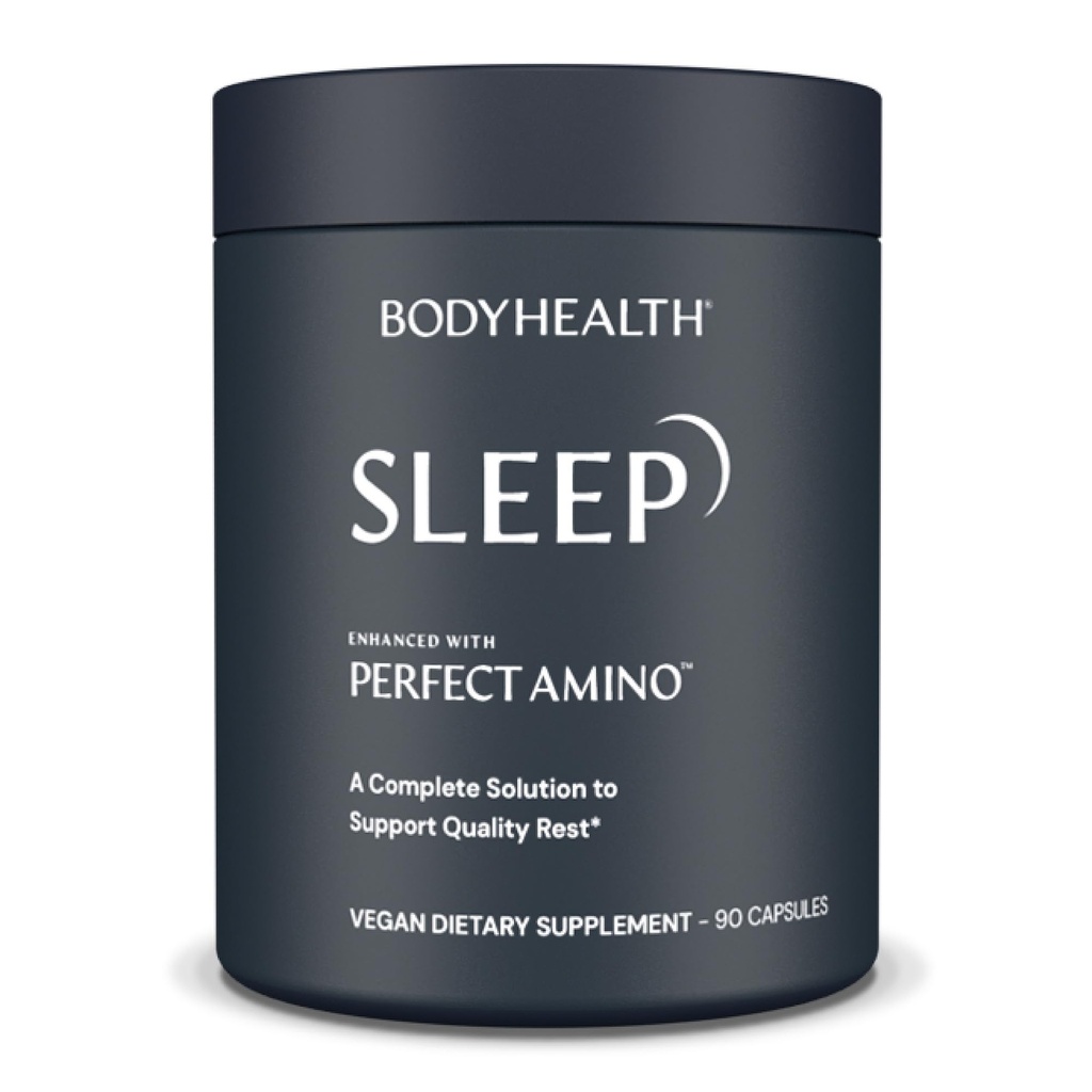 BodyHealth 수면, 수면 보조 및 성인을위한 보충 3 mg Melatonin, 완벽한 아미노산으로 강화 된 약을 형성하는 비 - 90 캡슐