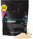 Livingood 매일 식물 교원질 + 녹색 분말, 바닐라 풍미, Pea Protein, Amino Acids, Spirulina, Chlorella & Vitamin C, Hair Skin Nails Support, Vegan, 30 서빙을 가진 5-in-1 교원질 지원