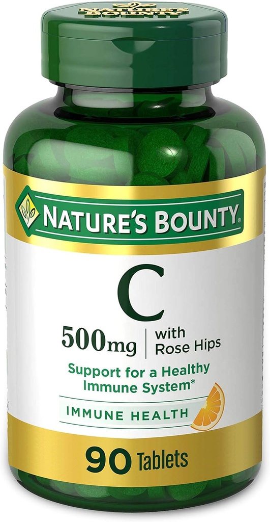 Nature's Bounty Vitamin C, 건강한 면역 체계, Rosehips, 90 Chewable 정제를 가진 500 mg 비타민 C를 위한 지원