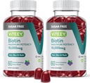 Viteey Biotin Gummies 모발, 피부, 손톱 10,000mcg - 설탕 무료 - 헤어 성장 Gummies, 건강한 피부 Glow, 강한 건강한 손톱 성장 - Vegan, 글루텐 무료, 젤라틴 무료 맛