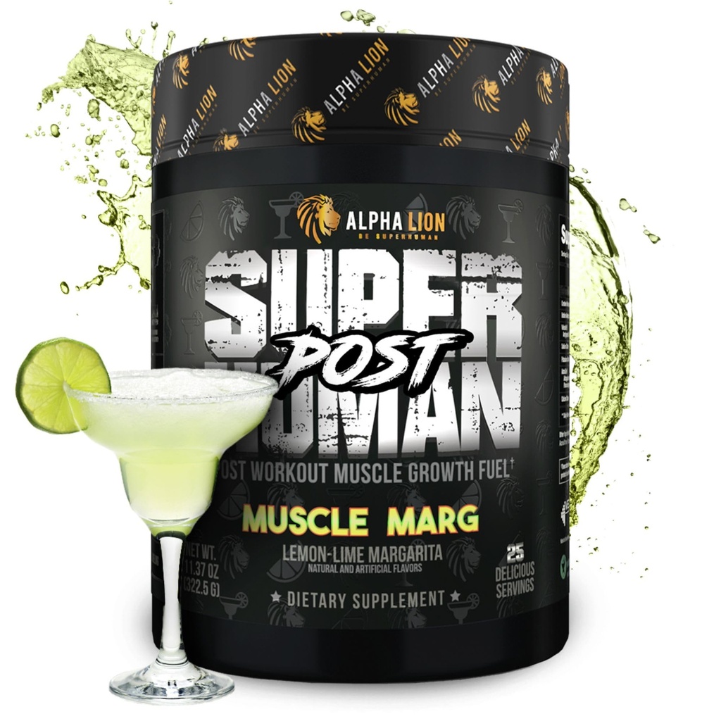 알파 사자 Superhuman 포스트 운동 분말, 근육 건축업자 음료, Creatine Monohydrate + Lean 근육 성장을 위해 더 많은 것, 힘 & 양, 여자 & 남자 (25 봉사, 근육 Marg)를 위한 보충교재