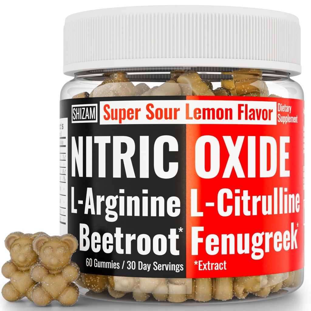 SHIZAM Beets Fenugreek Super Nitric 산화물 Gummies w L Arginine L-Citrulline, Beet 뿌리 Chews Chweable Chewables 캡슐 알약 보충교재는 Alt, Bootroot 교류 성인 남자를 보충합니다
