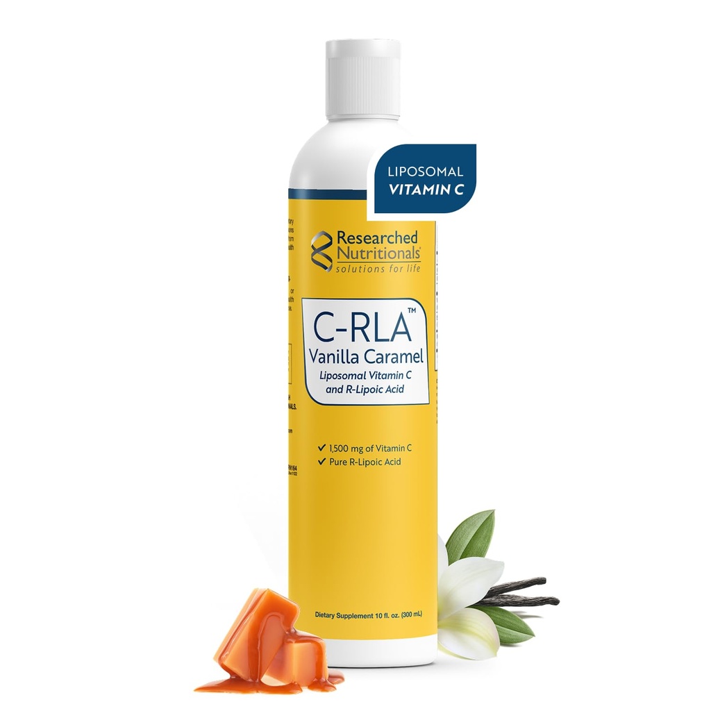 연구 영양 C-RLA - Detox 지원에 R Lipoic 산을 가진 Liposomal 비타민 C - Vegan & Soy 자유로운 비타민 C 액체, 바닐라 Caramel 풍미 (10 Fl Oz)