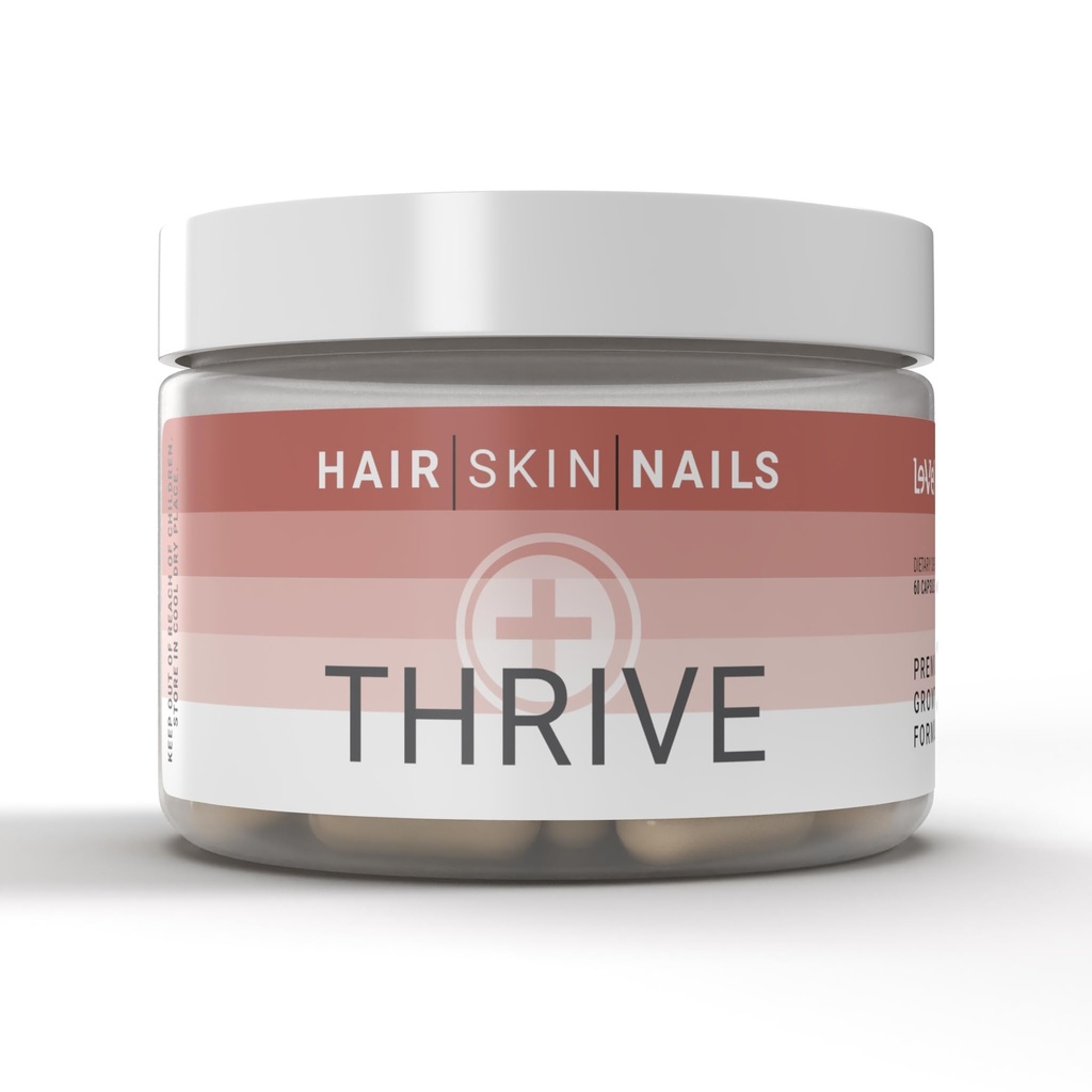 Le-Vel Thrive, Biotin 3500mcg, 비타민 C, 아연 및 심황을 가진 우수한 교원질 – 머리, 피부, 못, 합동 – 가수 분해된 바다 교원질, Ashwagandha, Keratin, 유기 Kelp 60 캡슐