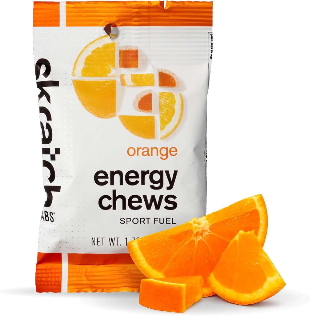 Skratch Labs Energy Chews | 달리기, 사이클링, 스포츠 퍼포먼스|젤 대안 | 오렌지 (10 팩) | 글루텐 프리, 비건