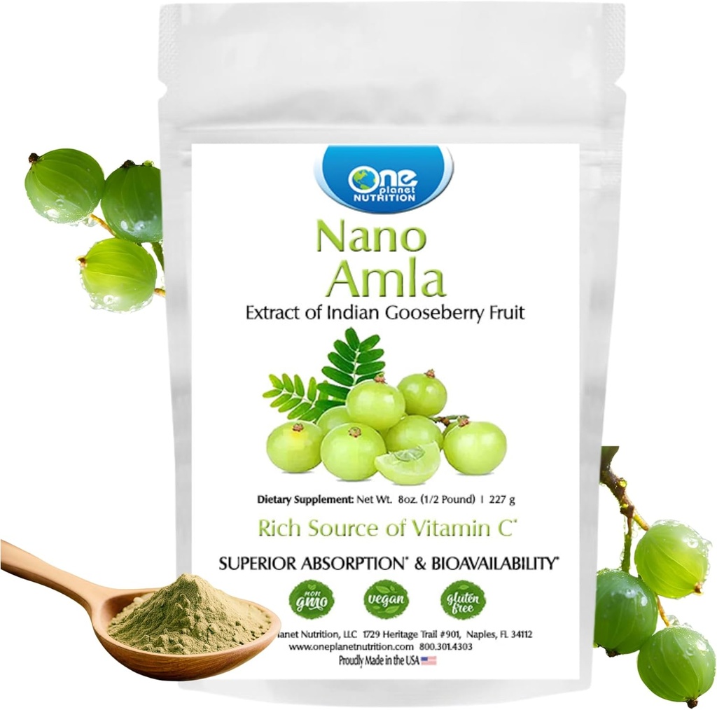 1개의 행성 영양 Nano Amla 분말 8개 oz (227의 서빙), 암라 과일 추출물, 교원질 생산 & 면역 지원, Excipient 자유로운, 비 GMO, Vegan, 글루텐 자유로운을 위한 비타민 C에서 높은