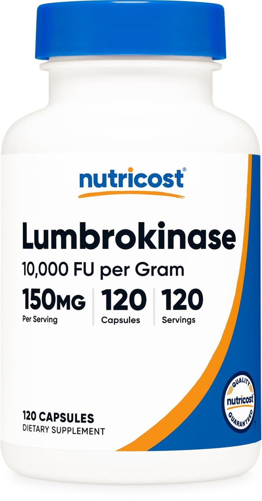 Nutricost Lumbrokinase 캡슐 150 mg (120 캡슐) - 글루텐 자유로운, Vegan, GMO 자유로운
