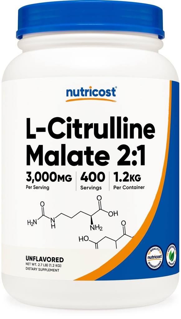 Nutricost L-Citrulline 말레이트 분말 (2:1) 1.2KG