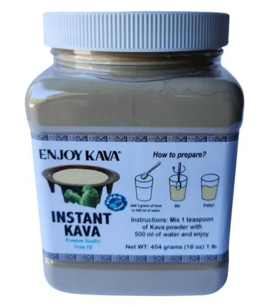 KAVA On the Go - Micronized INSTANT Kava (1 LB 항아리 / 16 Oz) FIJI에서 - JUST ADD 물 EnjoyKava.com
