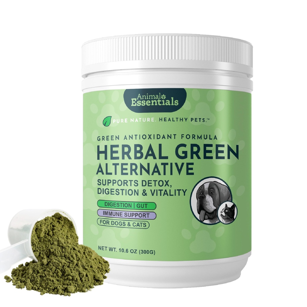 동물성 필수 개 & 고양이를위한 초본 녹색 대안 - Spirulina, 산화 방지제, 클로로필 - 12 Oz와 슈퍼 그린 분말 초본 보충