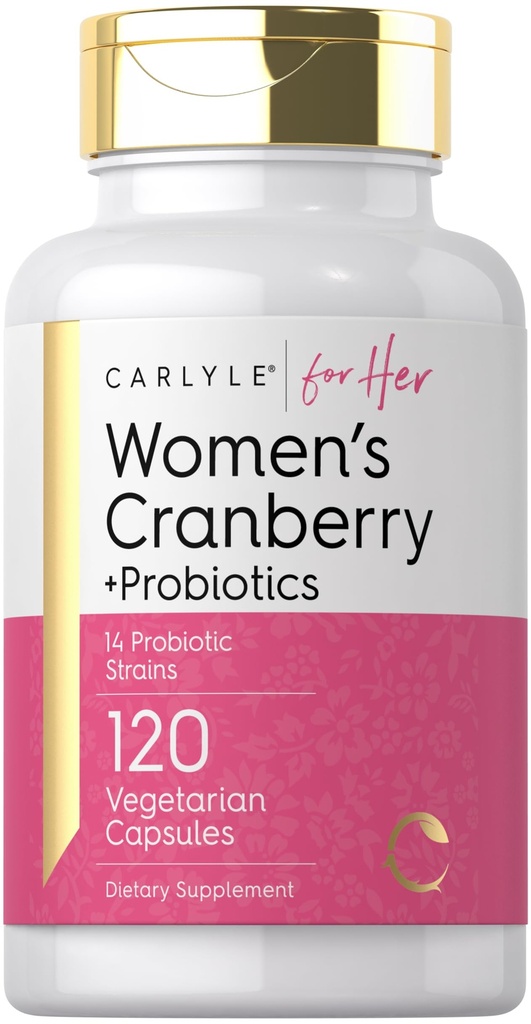 Carlyle Women's Cranberry Plus Probiotics | 120 캡슐 | 14 Probiotic Strains | Vegetarian, Non-GMO, 글루텐 무료 보충 | 그녀의