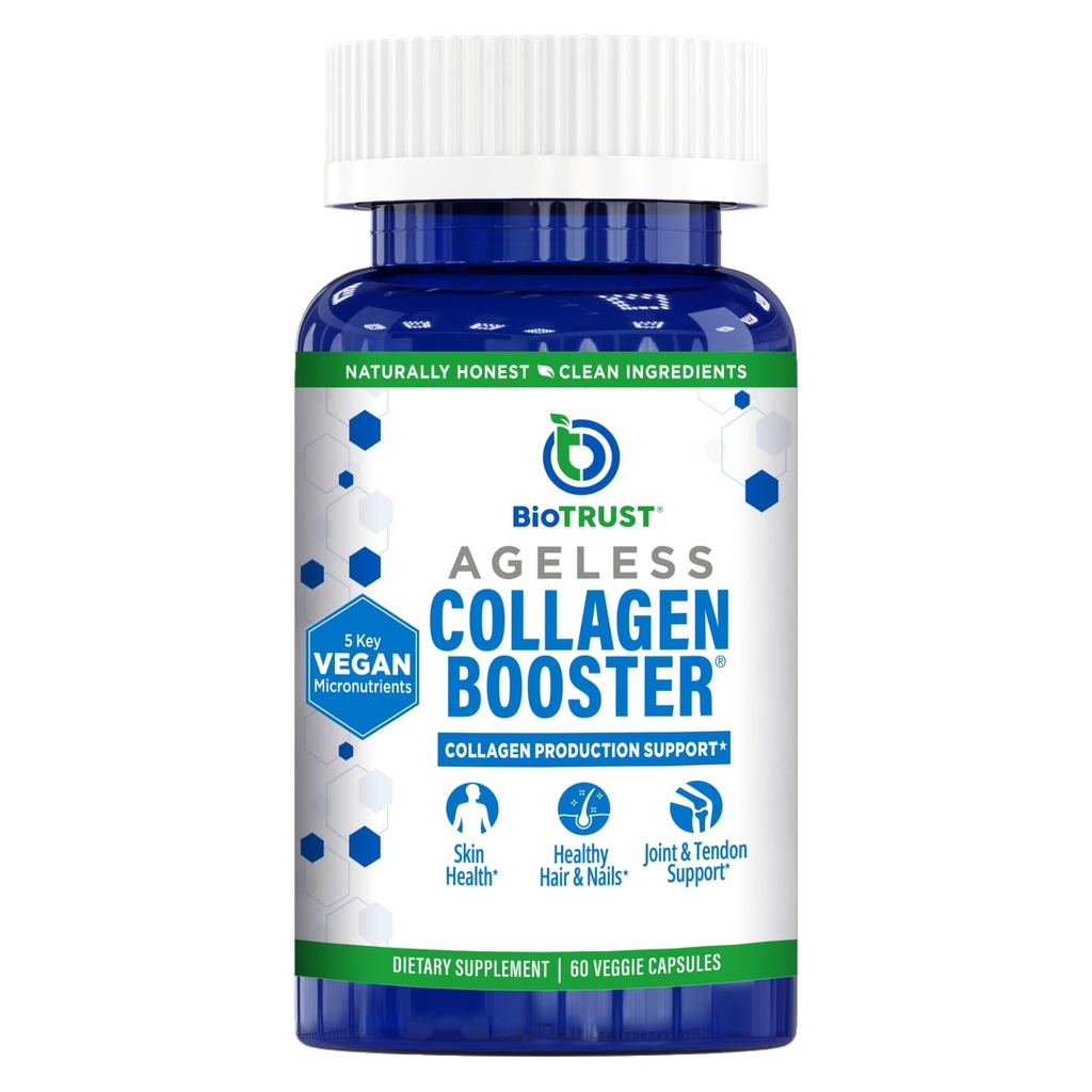 BioTrust Ageless Collagen Booster, 강력한 지원 Beauty from within, Glowing Skin, 화려한 헤어, 아름다운 손톱, 건강한 관절, 60 캡슐 (30 인분)