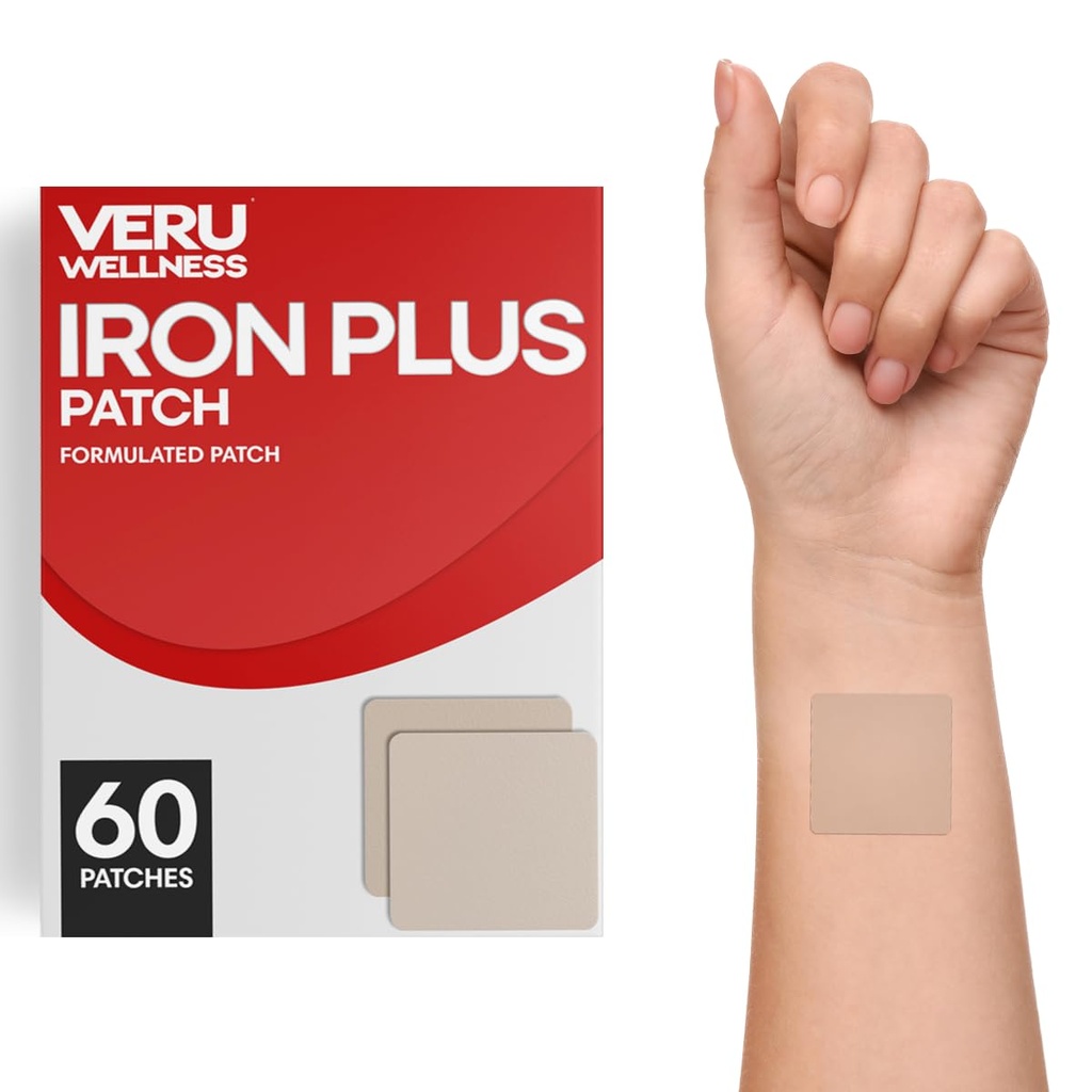 Veru Wellness Iron Plus Daily Patch - 철 결핍 지원 - 혈액 수준 및 에너지 (60 일)