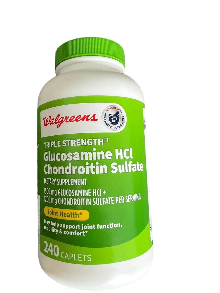 Walgreens 글루코사민 Chondroitin 세 배 힘 1500 mg 글루코사민 HCL 1200 mg Chondroitin - 240 모자