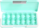 Zoksi Am Pm Pill 주최자 7 일, Weekly Pill Box 2 Times Day, 별도의 Compartment가있는 약 알약 주최자, 비타민, 생선 기름, 약 (녹색)을위한 여행 알약 케이스 디스펜서 휴대용
