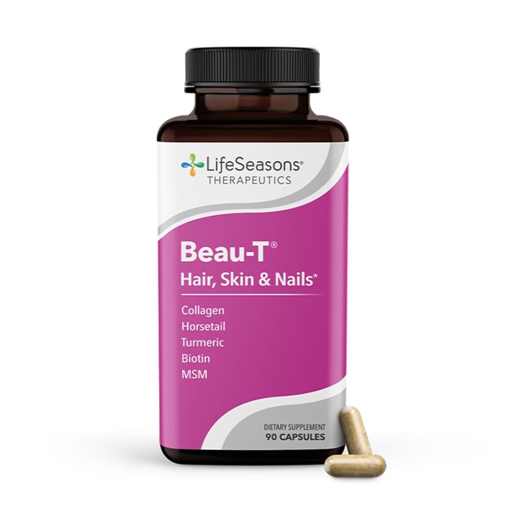 LifeSeasons Pausitivi-T with Beau-T & Ageless Skincare - Menopause 지원 보충교재 - 뜨거운 섬광을 위한 기복, 호르몬 Imbalance & 밤 땀 - Sage, Chasteberry, Soy Isoflavones & 검정 Cohosh