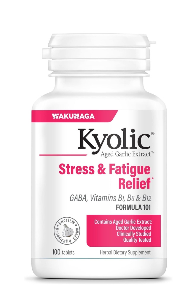Kyolic Aged 마늘 추출물 공식 101, 스트레스 및 피로 구호, 100 정제.