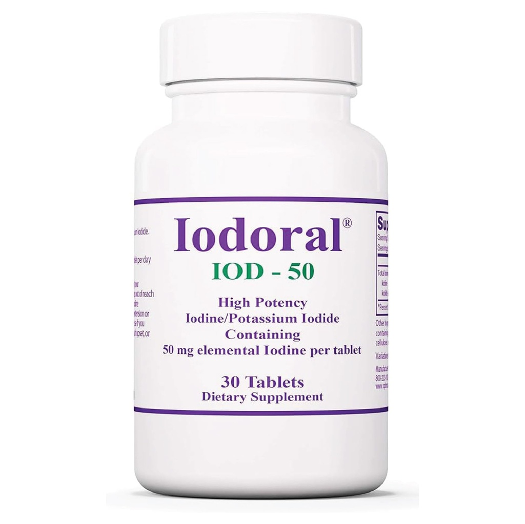 Optimox Iodoral 50 mg 보충교재 - 칼륨 Iodide 정제, 갑상선 지원, 매일 비타민 및 무기물, Lugol의 요오드 해결책 - 30 조사.