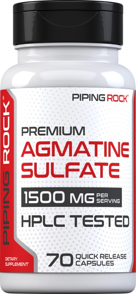 Piping Rock Agmatine 황산염 캡슐 | 1500mg | 70 알약 | 프리미엄 등급 보충 | 비 GMO, 글루텐 무료