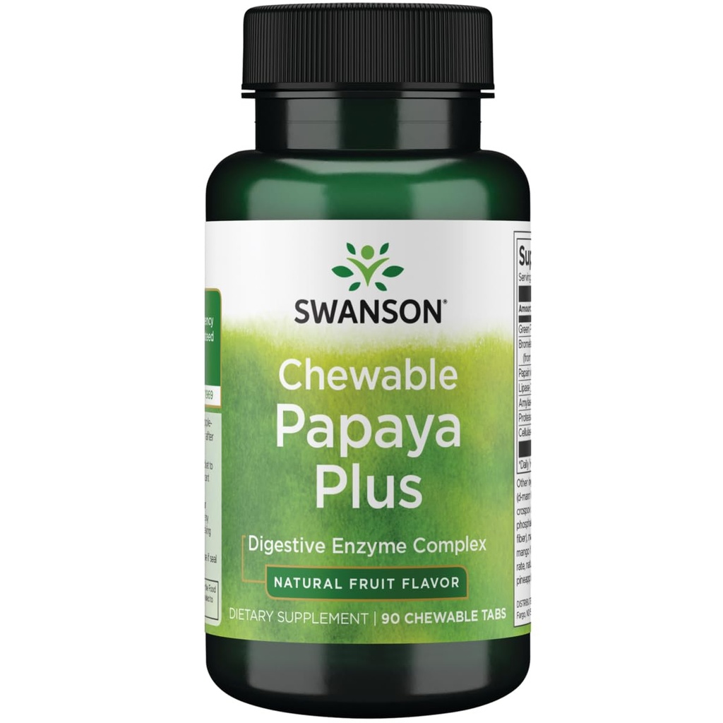 Swanson Chewable Papaya Plus 90 Chwbls 효소