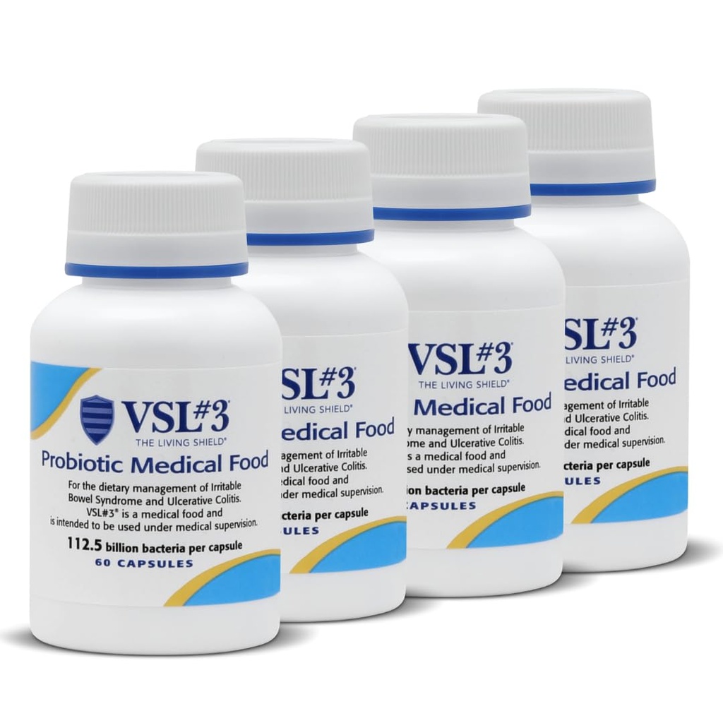 소화 건강, IBS & UC 증상을 위한 VSL #3® Probiotics - 112.5B CFUs, 높 순수성, 다 긴장, 살아있는, 냉장된 Probiotic, 남자 & 여자에 있는 Gut 건강 지원을 위한 의학 음식, 240의 캡슐