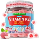 비타민 K2 Gummies MK-7 200 mcg & MK-4 여자 & 남자 설탕을 위한 500 mcg, Bone를 위한 완벽한 2-IN-1 가득 차있는 스펙트럼 비타민 K2 보충교재, He 예술, 승진시킵니다 칼슘 흡수, 뇌, 이, 면역, 1Pack