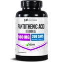 Healthfare Pantothenic Acid 500mg 비타민 B5 보충 | 200 Vegan 캡슐 | Extra Strength Energy & Metabolism Support | Non-GMO, 글루텐 프리 | 미국