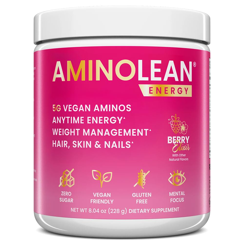 RSP NUTRITION AminoLean Pre Workout, Jitters, Tingles 또는 Crash, 머리, 피부, 손톱, Berry Elixir, 30 서빙에 대한 추가 Biotin과 Vegan 친화적 인 깨끗한 에너지