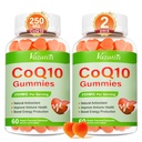2 팩 CoQ10 Gummies 250 mg, 플러스 Omega-3, 마그네슘, 세포 에너지, 뇌 및 산화 방지제, 5X 더 나은 흡수 Coenzyme Q10 보충교재 - 120 Cts를 위한 비타민 B12