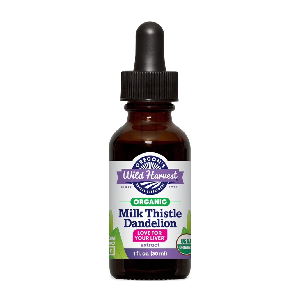 Oregon 's Wild Harvest Milk Thistle Dandelion 유기 추출물, 1 유체 Ounce