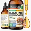 BIO KRAUTER Immune 지원 버섯 보충교재 - 사자 Mane, Shiitake, 터키 꼬리, Reishi, Chaga & Maitake 액체 추출물 - 버섯 Complex Tincture - Vegan Drops 4 Fl.Oz.