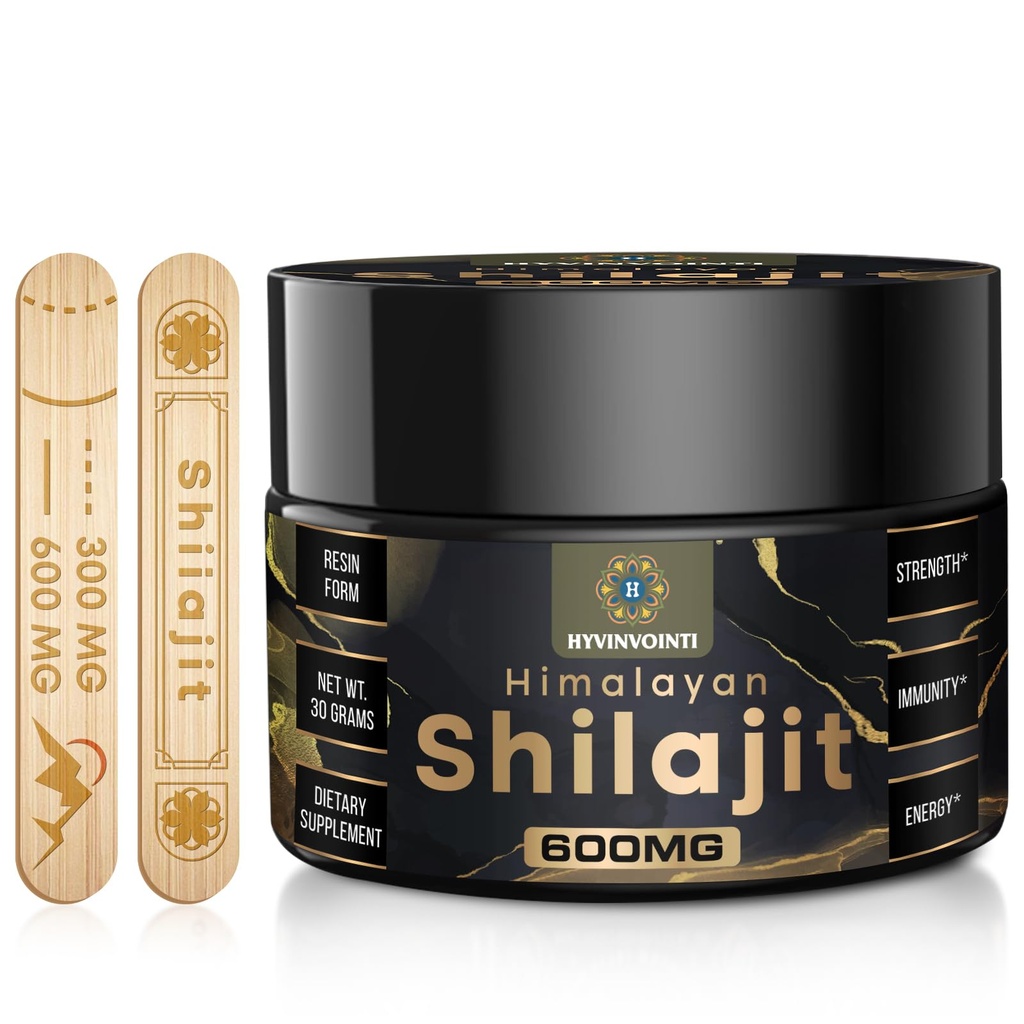 600mg Shilajit 순수한 Himalayan 유기 Shilajit 수지 Shilajit 수지 유기 금 급료, 에너지 및 면역 지원을 위한 100% 순수한 유기 Shilajit, Fulvic Acid& 85+Trace 무기물에 있는 리치, 1 팩