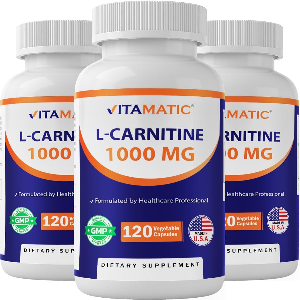 Vitamatic L 카르니틴 Fumarate 1000 mg - 120 식물성 캡슐 (3 병)