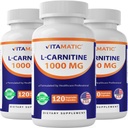 Vitamatic L 카르니틴 Fumarate 1000 mg - 120 식물성 캡슐 (3 병)