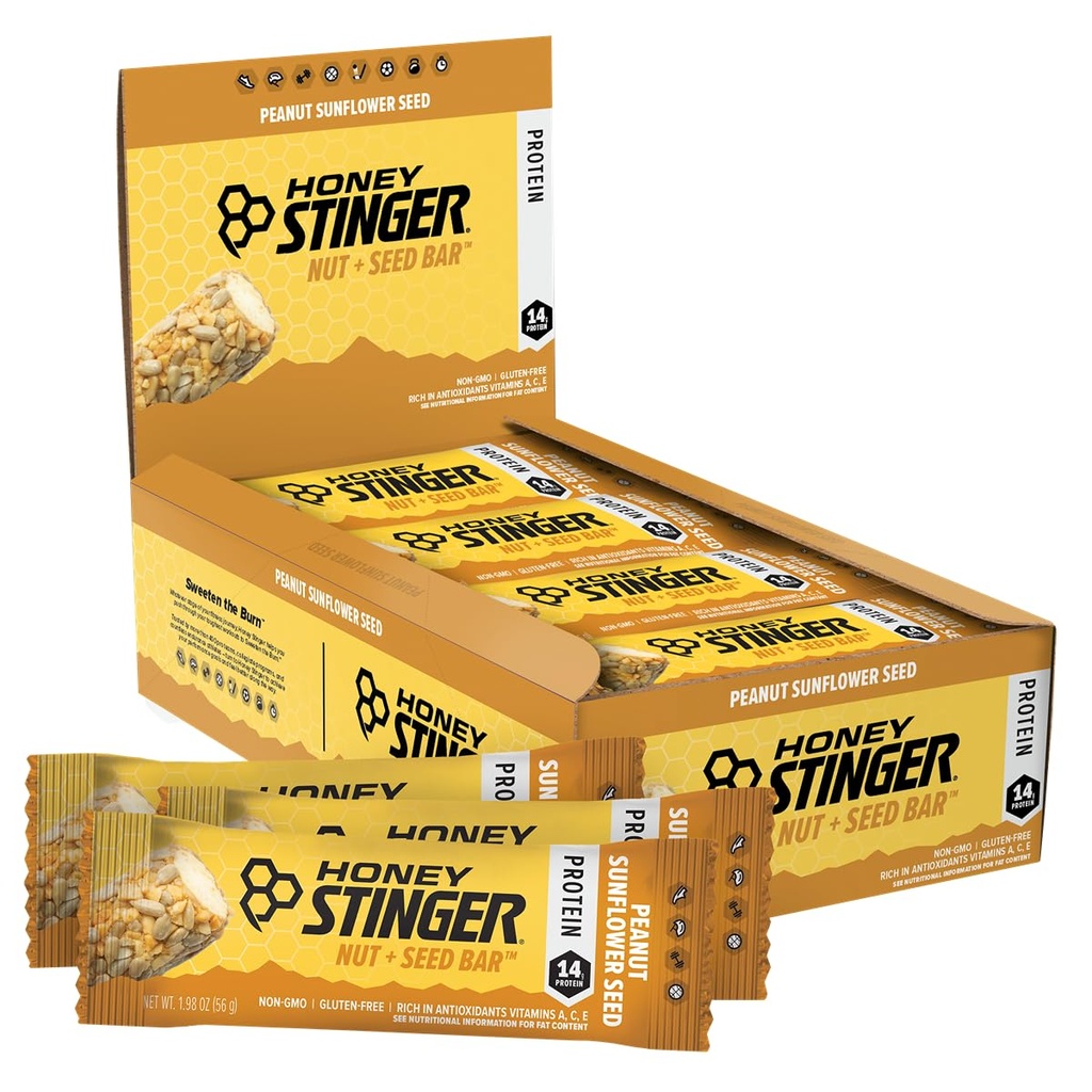 꿀 Stinger Nut + Seed Bar, 땅콩 해바라기 씨앗, 운동, 내구시간, 성능 및 회복, 스포츠 영양 스낵 바 홈 & 체육관, 포스트 운동, 12 상자