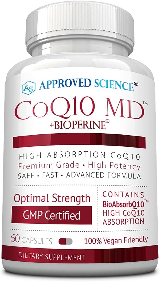 승인 된 과학 ® CoQ10 MD - 추가 강도 300mg 순수 CoQ10 빠른 흡수를위한 BioPerine® - 최적의 지원 - 60 Vegan 캡슐