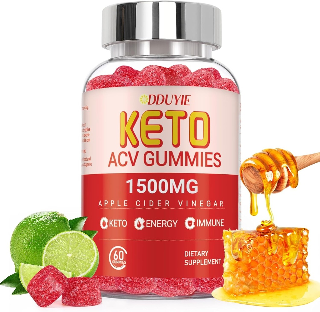 Keto ACV Gummies 고급 체중 감소 | 2000mg 낮은 Carb Apple Cider Vinegar Gummies for Detox, Cleansing | Made in USA | 60 개
