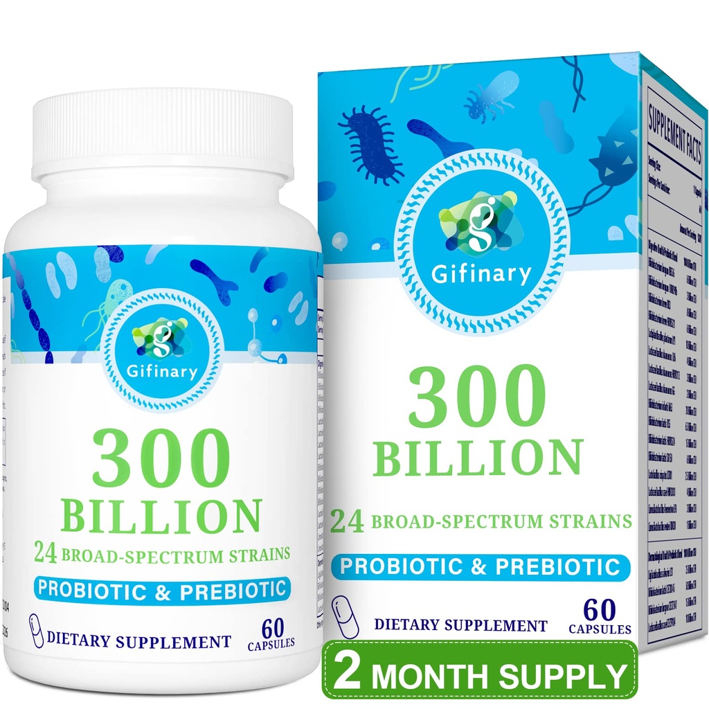 여성 및 남성을위한 Probiotics - 300 억 CFU, 24 Strains Probiotics + 15 소화, Gut 건강, 면역, 변비, Diarrhea 및 전체 바디 건강을위한 유기 허브 Prebiotics - 2 개월 공급