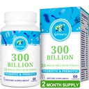 여성 및 남성을위한 Probiotics - 300 억 CFU, 24 Strains Probiotics + 15 소화, Gut 건강, 면역, 변비, Diarrhea 및 전체 바디 건강을위한 유기 허브 Prebiotics - 2 개월 공급