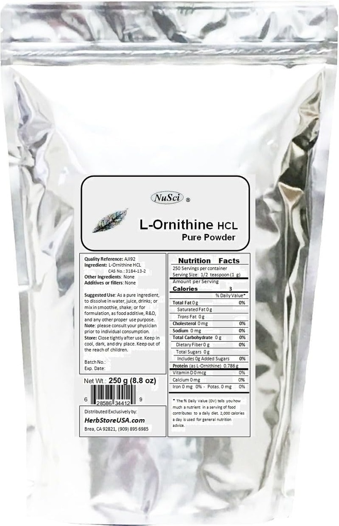 순수한 L-Ornithine 분말 250g (8.8 oz) AJI 질