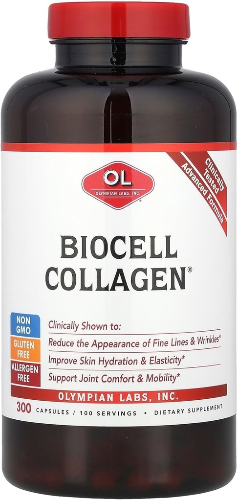 Olympian Labs Biocell Collagen II 1500mg 보충교재 캡슐 비 GMO, 글루텐 자유로운, Allergan 자유로운 - 지원 피부 & 합동 건강 및 연골 생성 세포 - 대량 300의 캡슐 (100 일 공급)