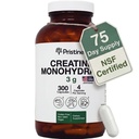 여성 및 남성을위한 PRISTINE 'S Creatine Monohydrate 캡슐 - NSF는 여성을위한 75 일 공급 3G Creatine 알약을 인증 - Cognitive & Athletic Performance Support - 향상된 복구 유리 병